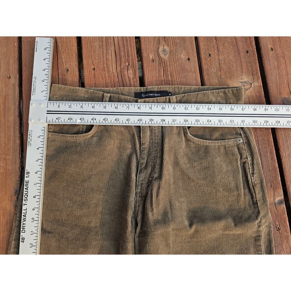 Calvin Klein Corduroy Jean’s Men’s 34 Brown Straight Leg Flat Front Pants - Picture 6 of 11